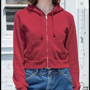 Brandy Melville Cropped Red Hoodie